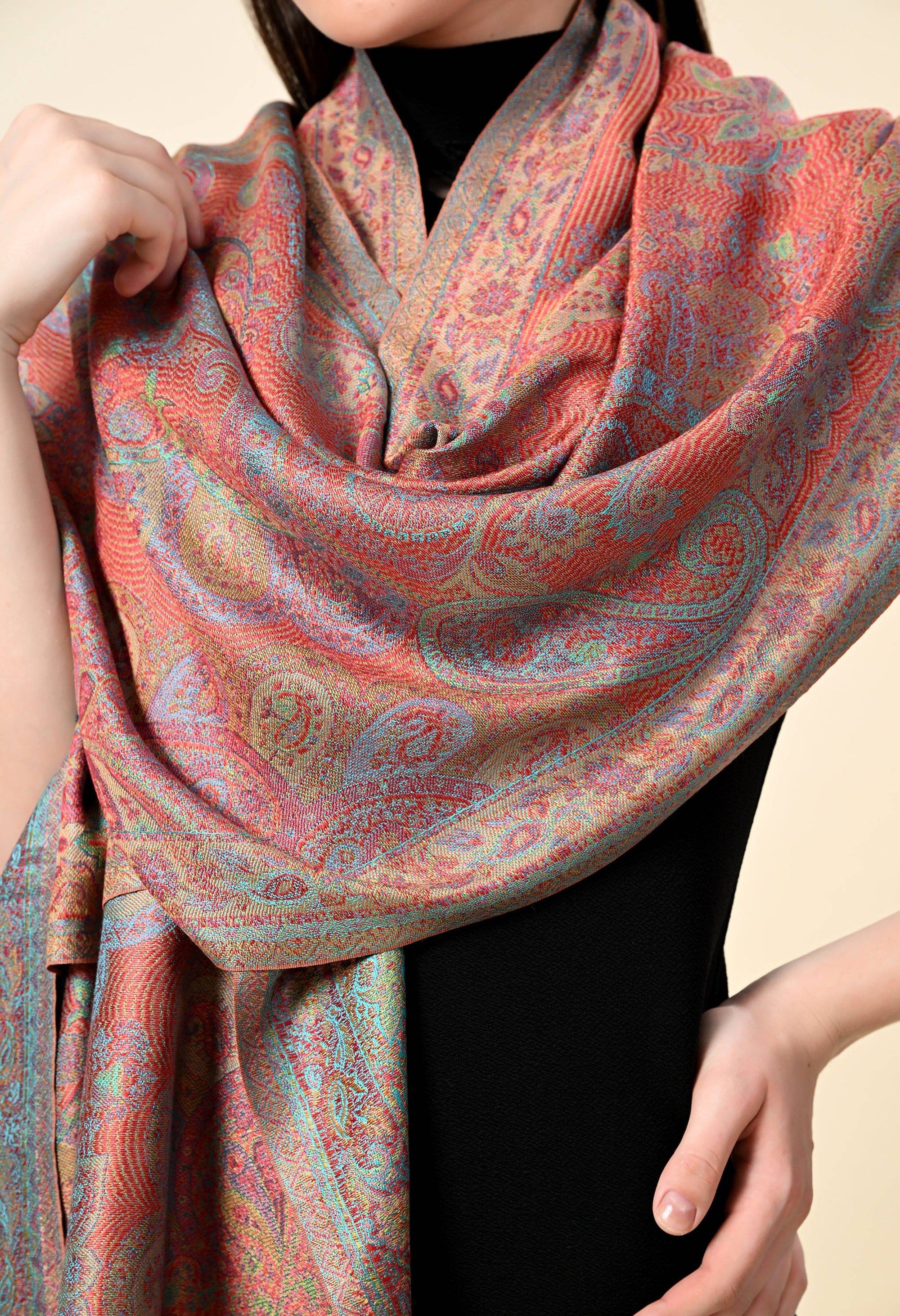 Pure Silk Jamawar Wrap - Giwwra