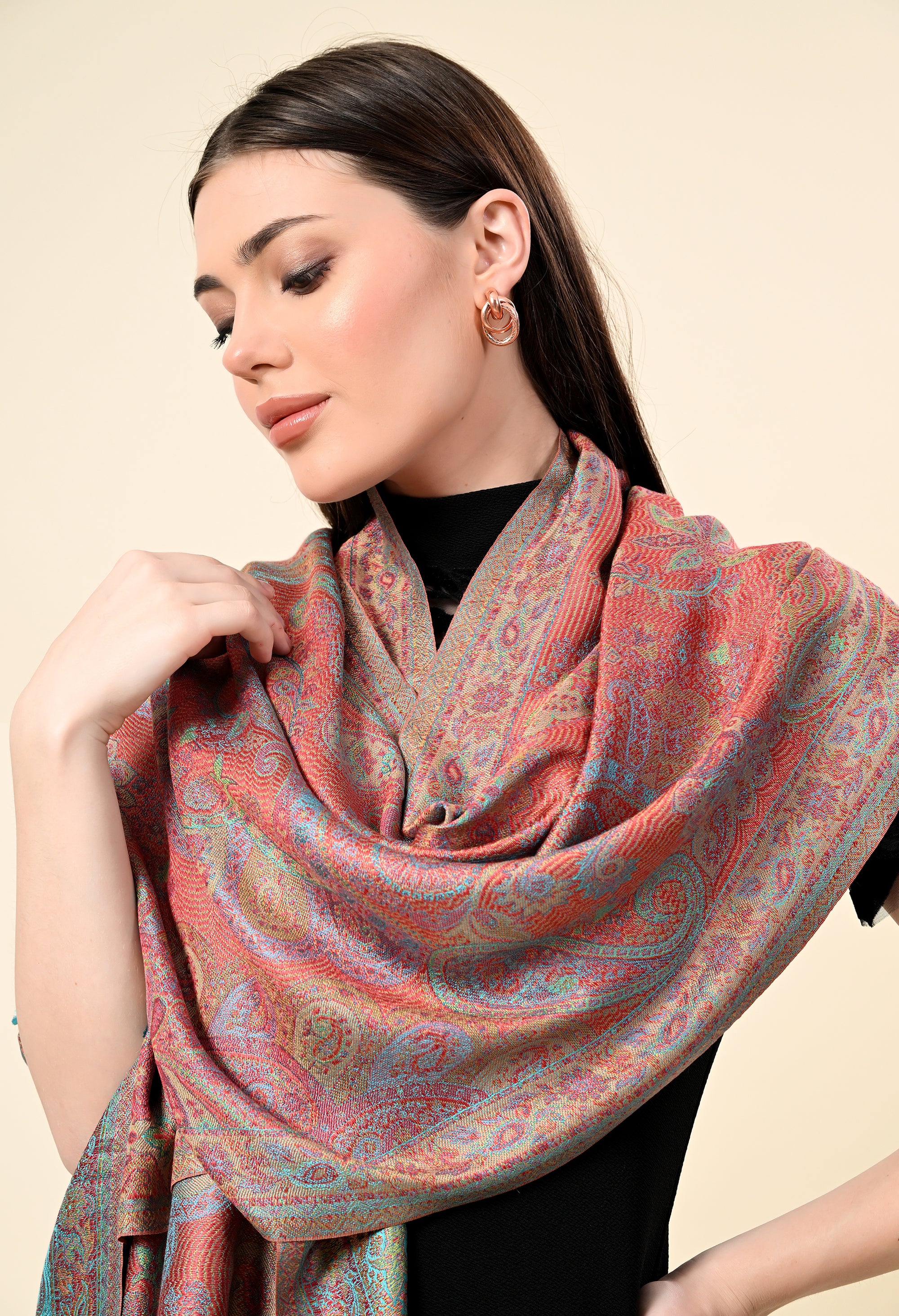 Pure Silk Jamawar Wrap - Giwwra