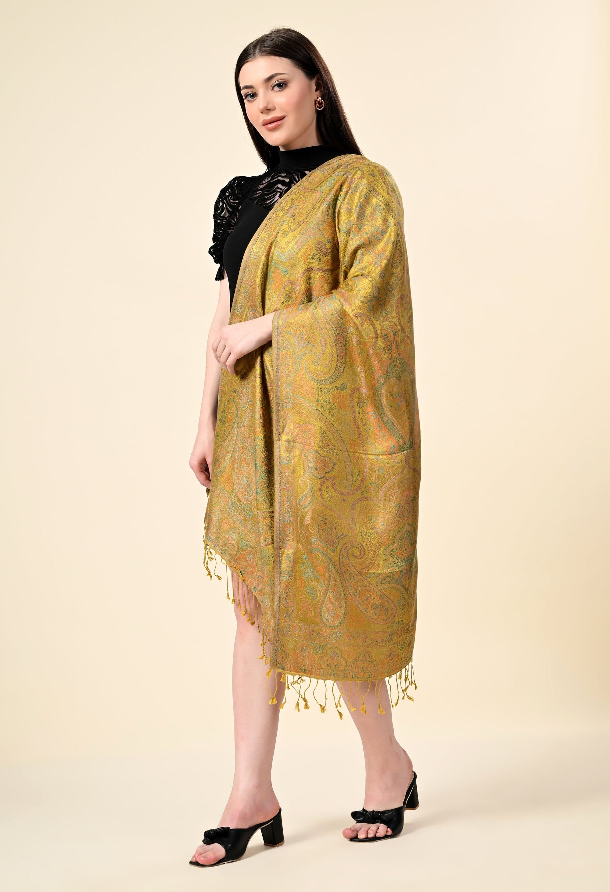 Pure Silk Jamawar Wrap - Giwwra