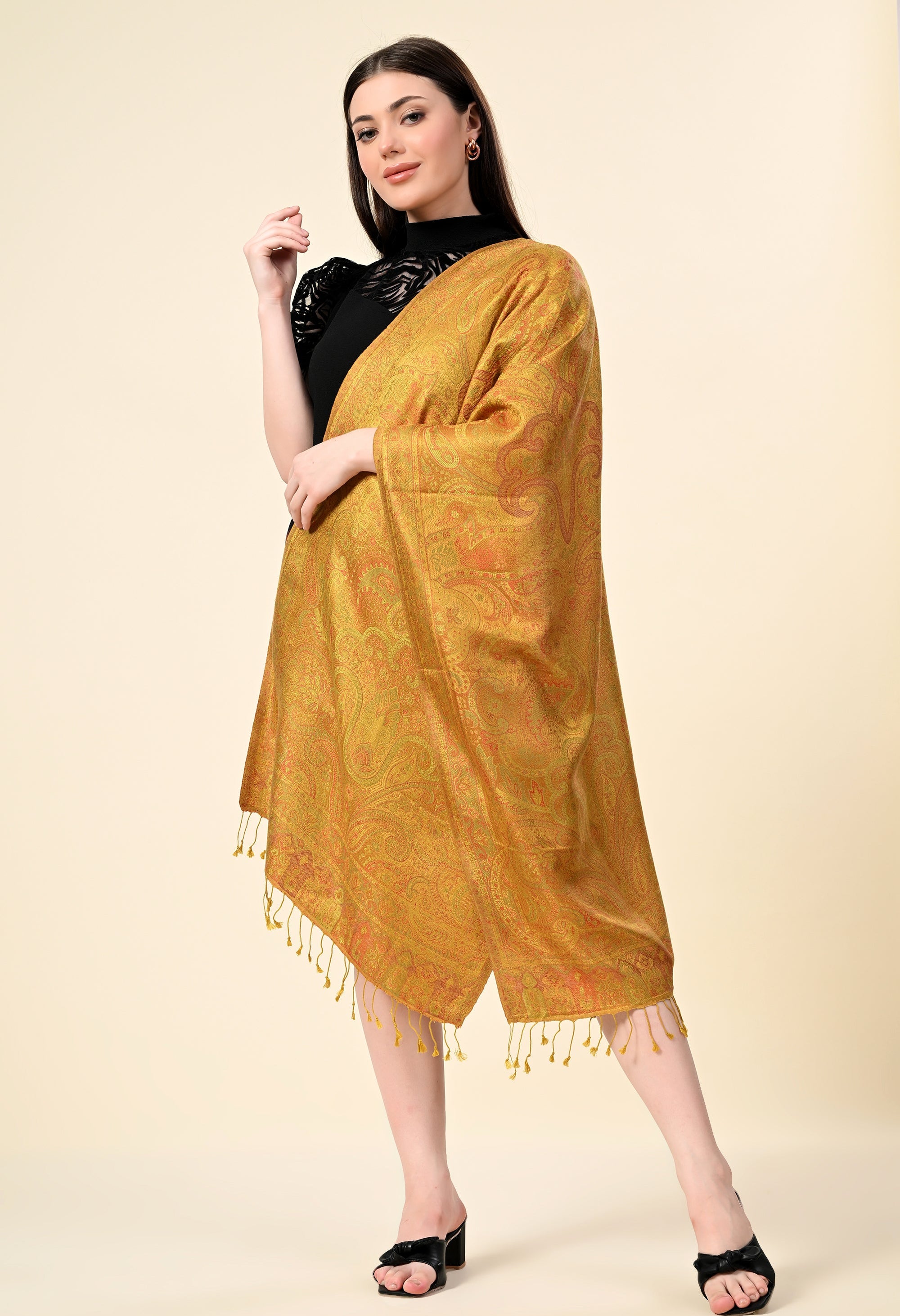 Pure Silk Jamawar Wrap - Giwwra