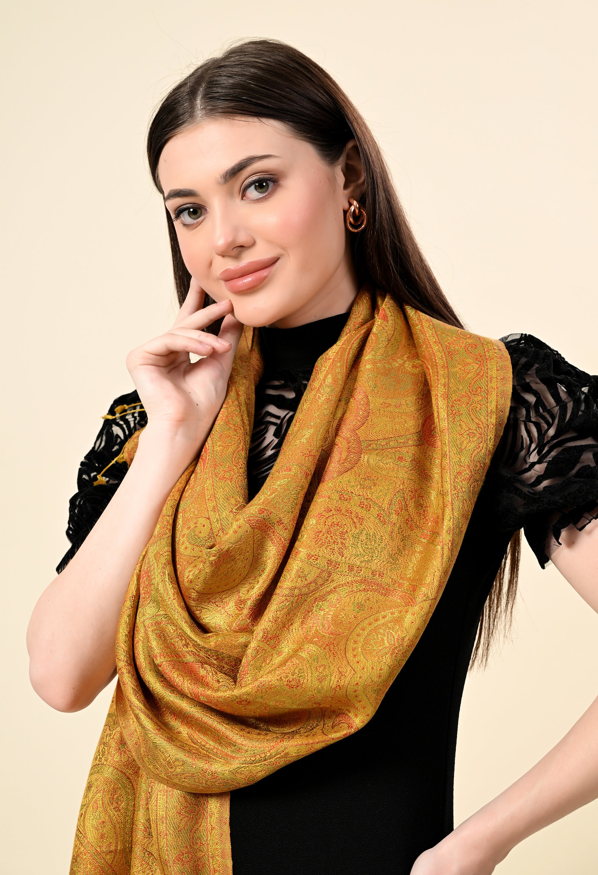 Pure Silk Jamawar Wrap - Giwwra