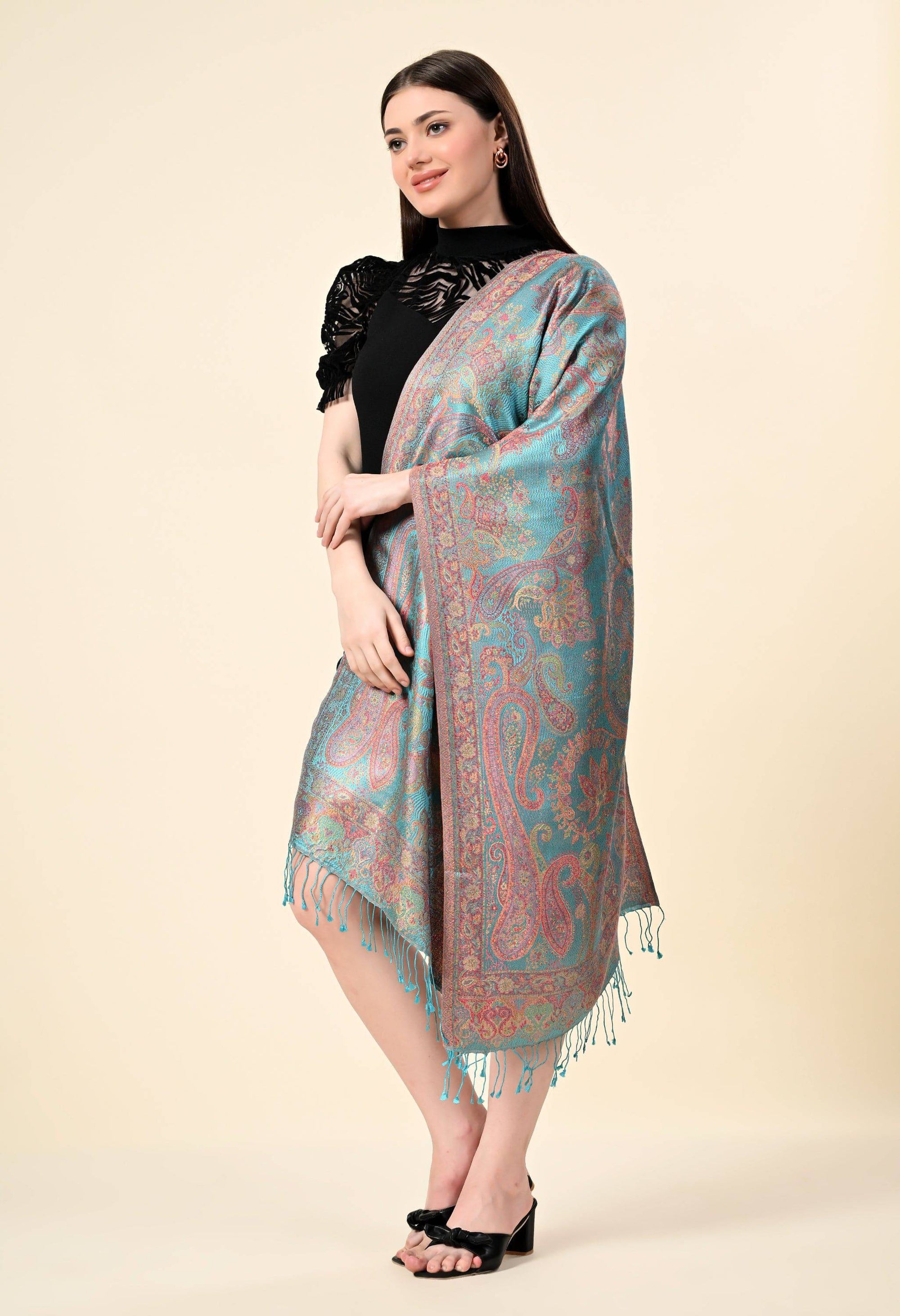 Pure Silk Jamawar Wrap - Giwwra