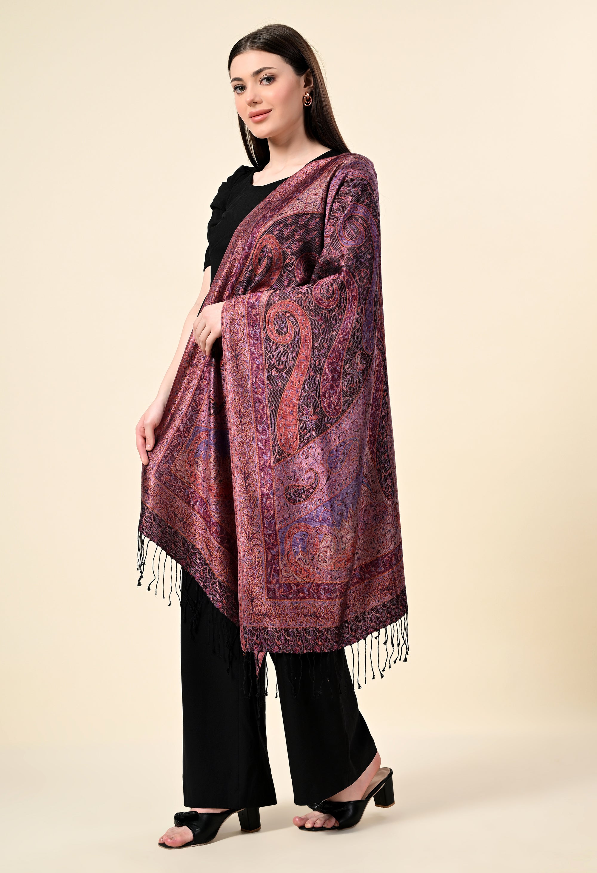 Pure Silk Jamawar Wrap - Giwwra