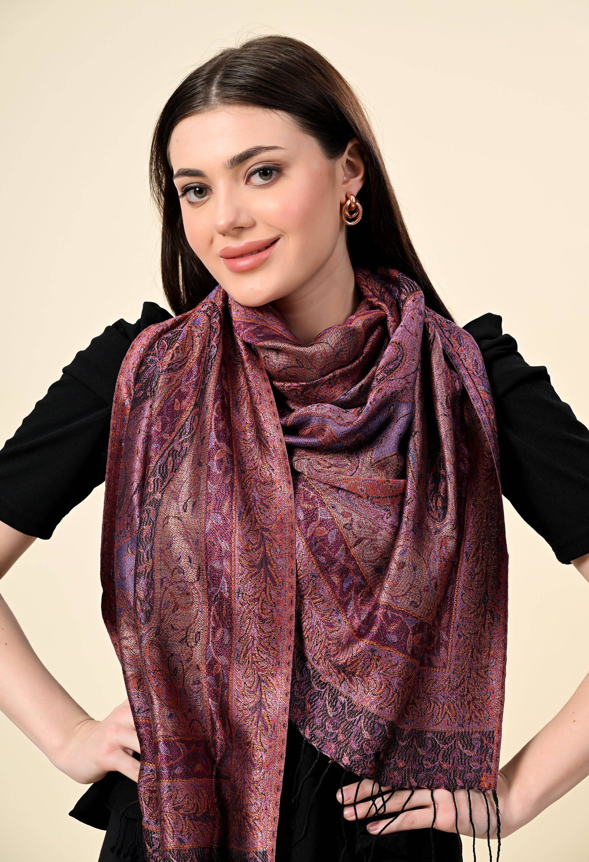 Pure Silk Jamawar Wrap - Giwwra