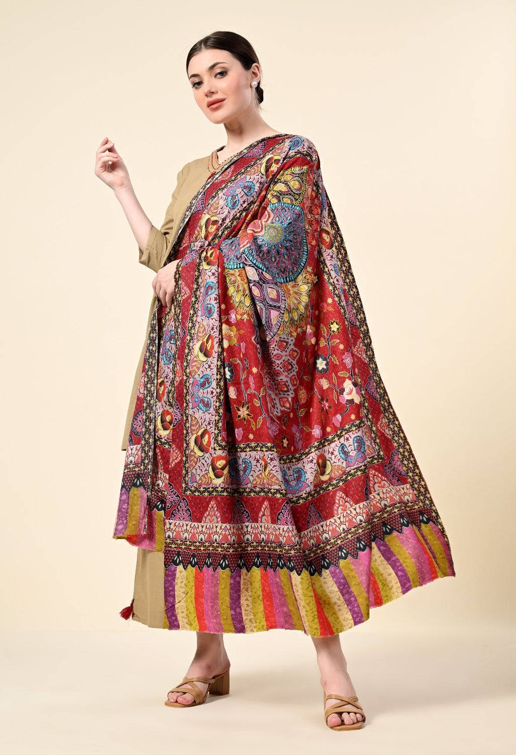 Kalamkari Premium Cashmere Stole - Giwwra