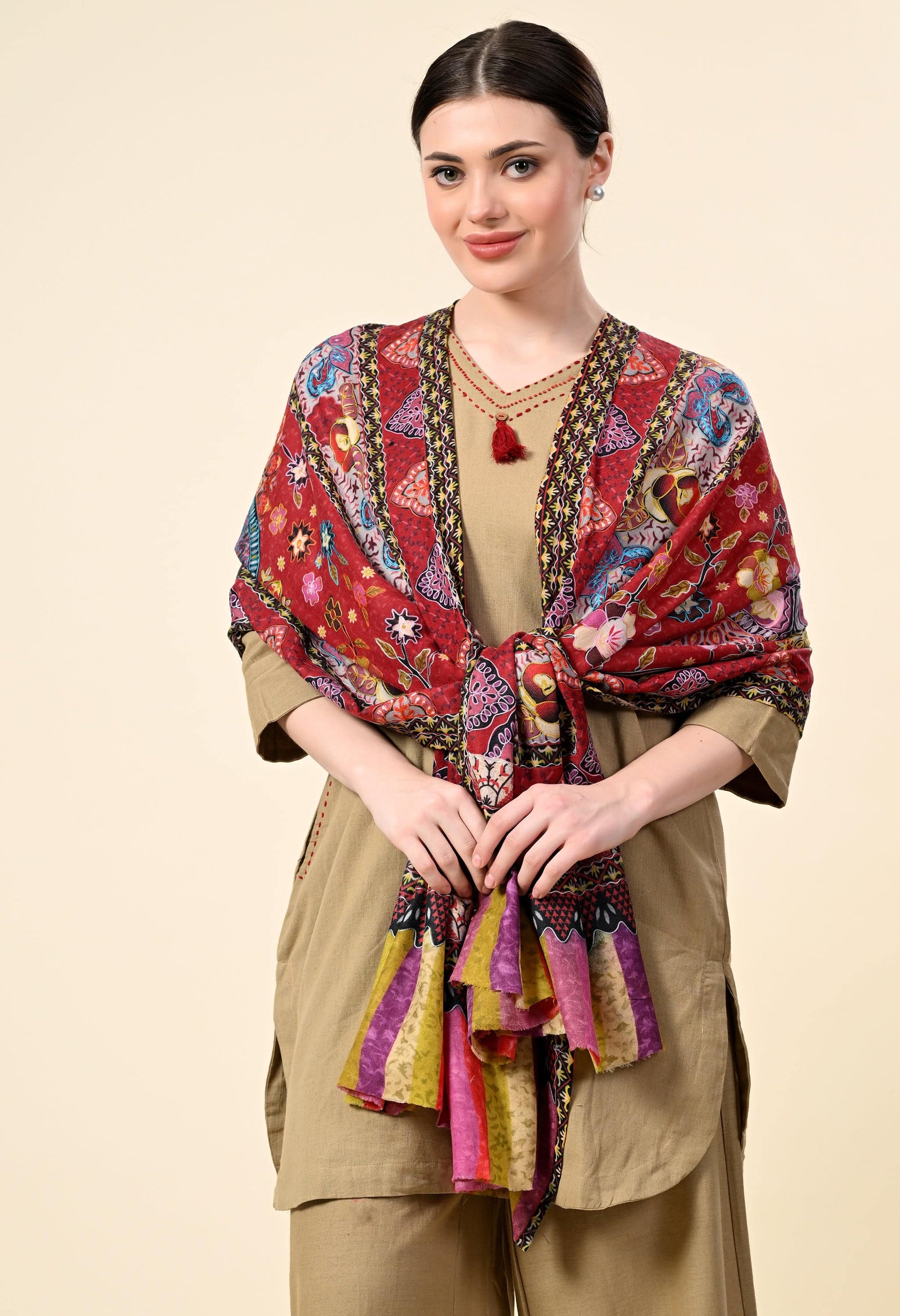 Kalamkari Premium Cashmere Stole - Giwwra