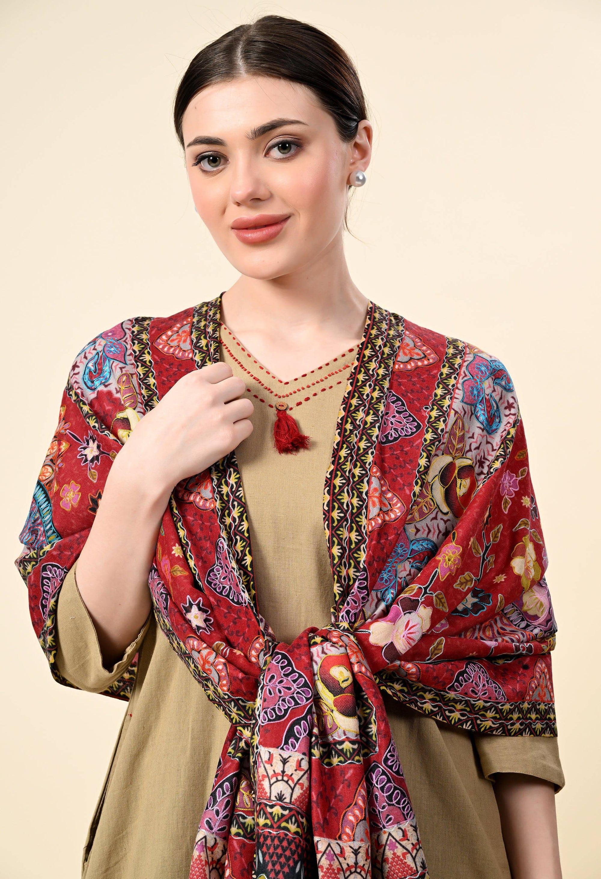 Kalamkari Premium Cashmere Stole - Giwwra