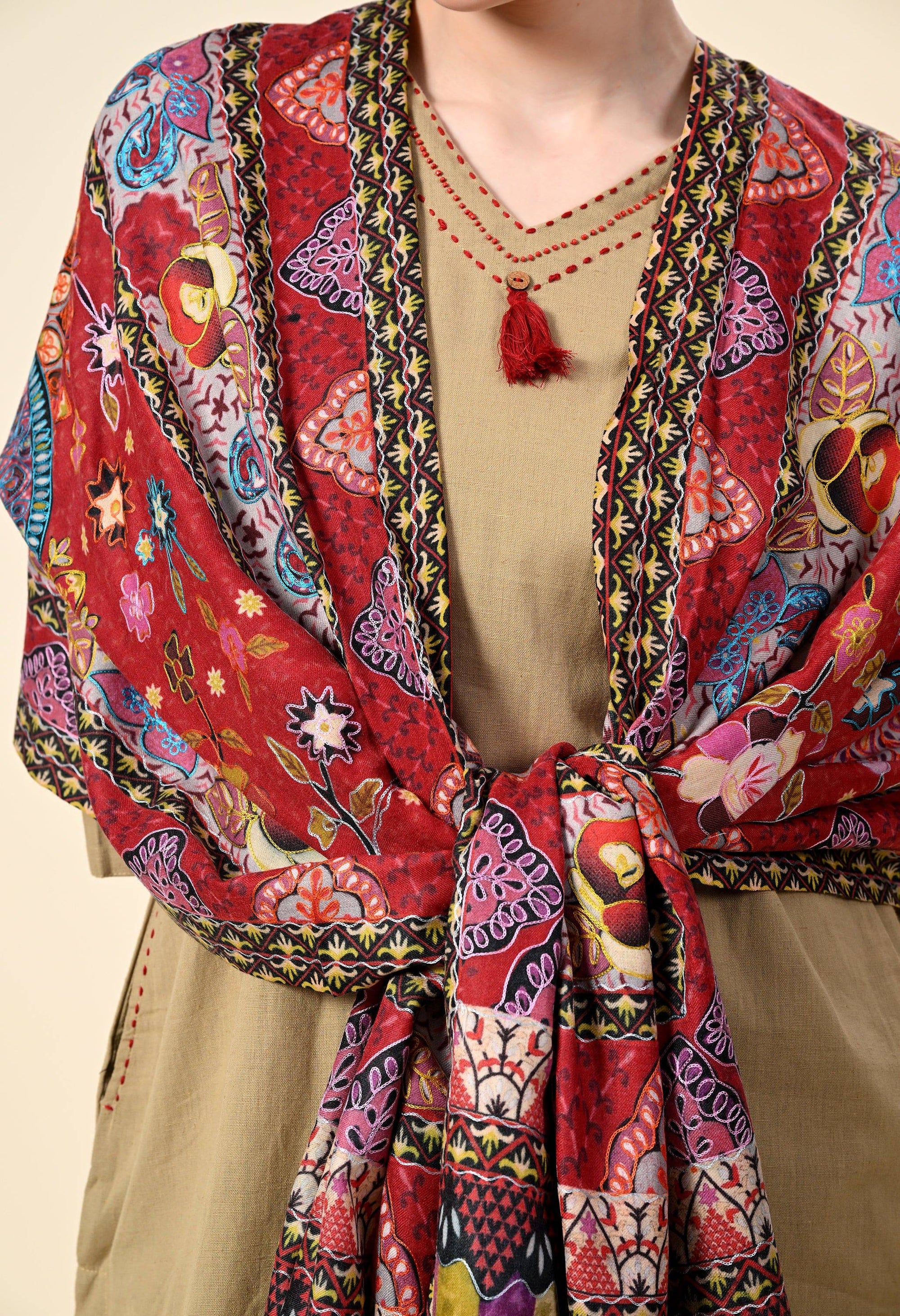 Kalamkari Premium Cashmere Stole - Giwwra