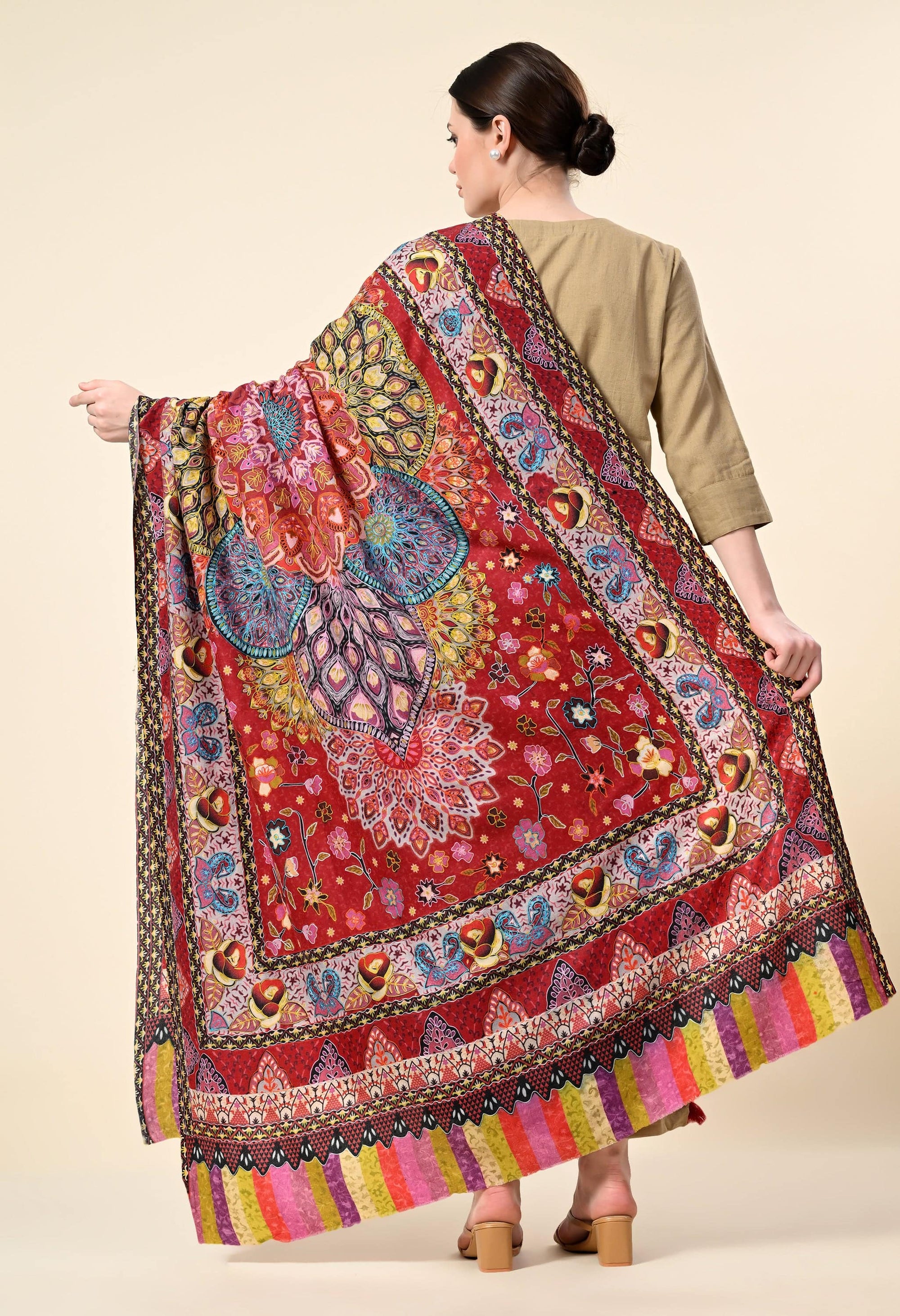 Kalamkari Premium Cashmere Stole - Giwwra