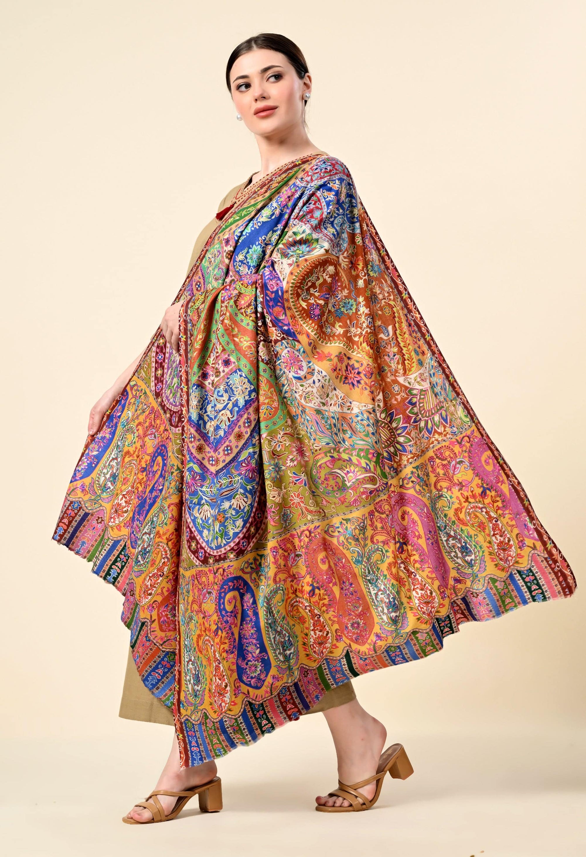 Kalamkari Premium Cashmere Stole - Giwwra