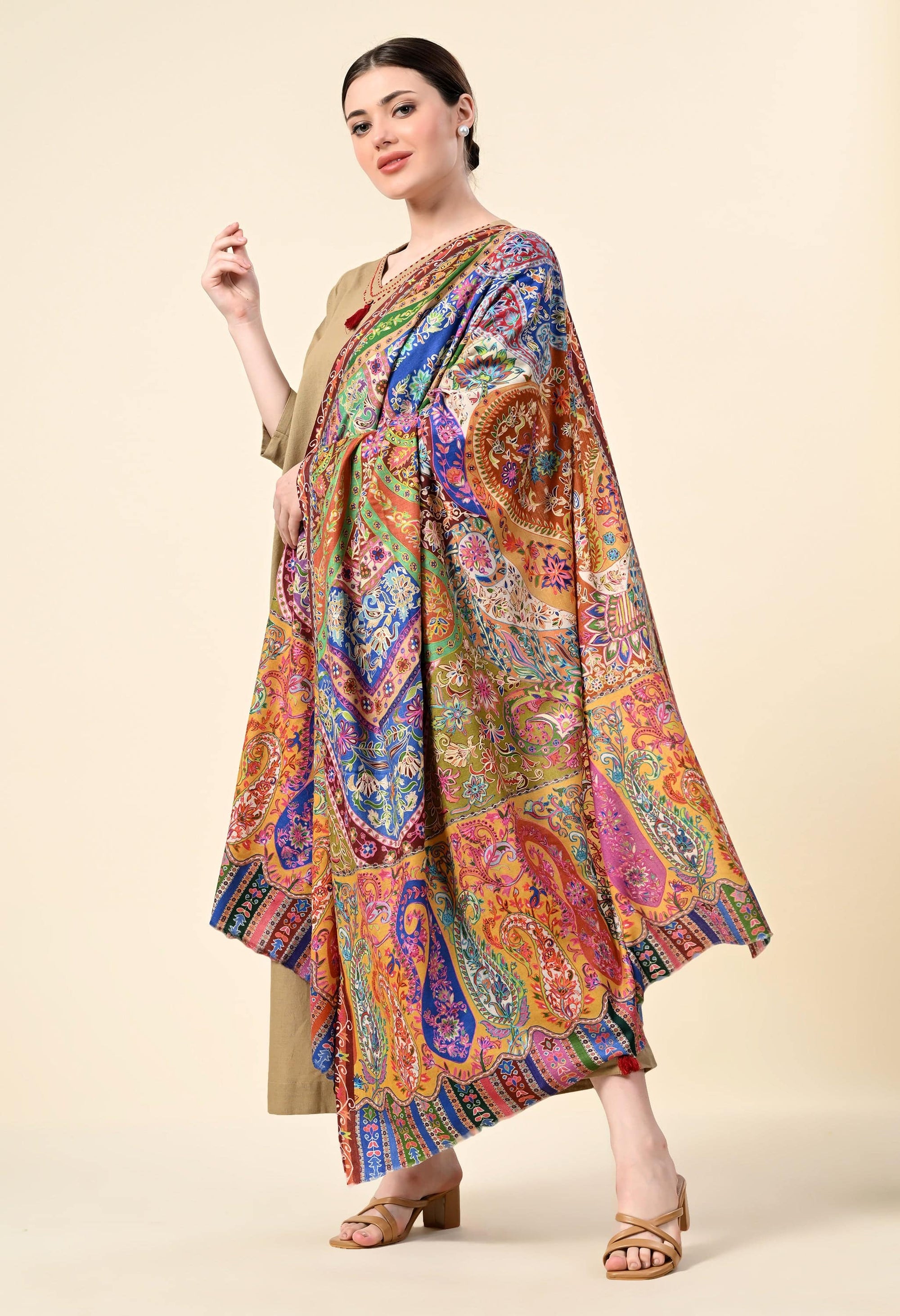 Kalamkari Premium Cashmere Stole - Giwwra