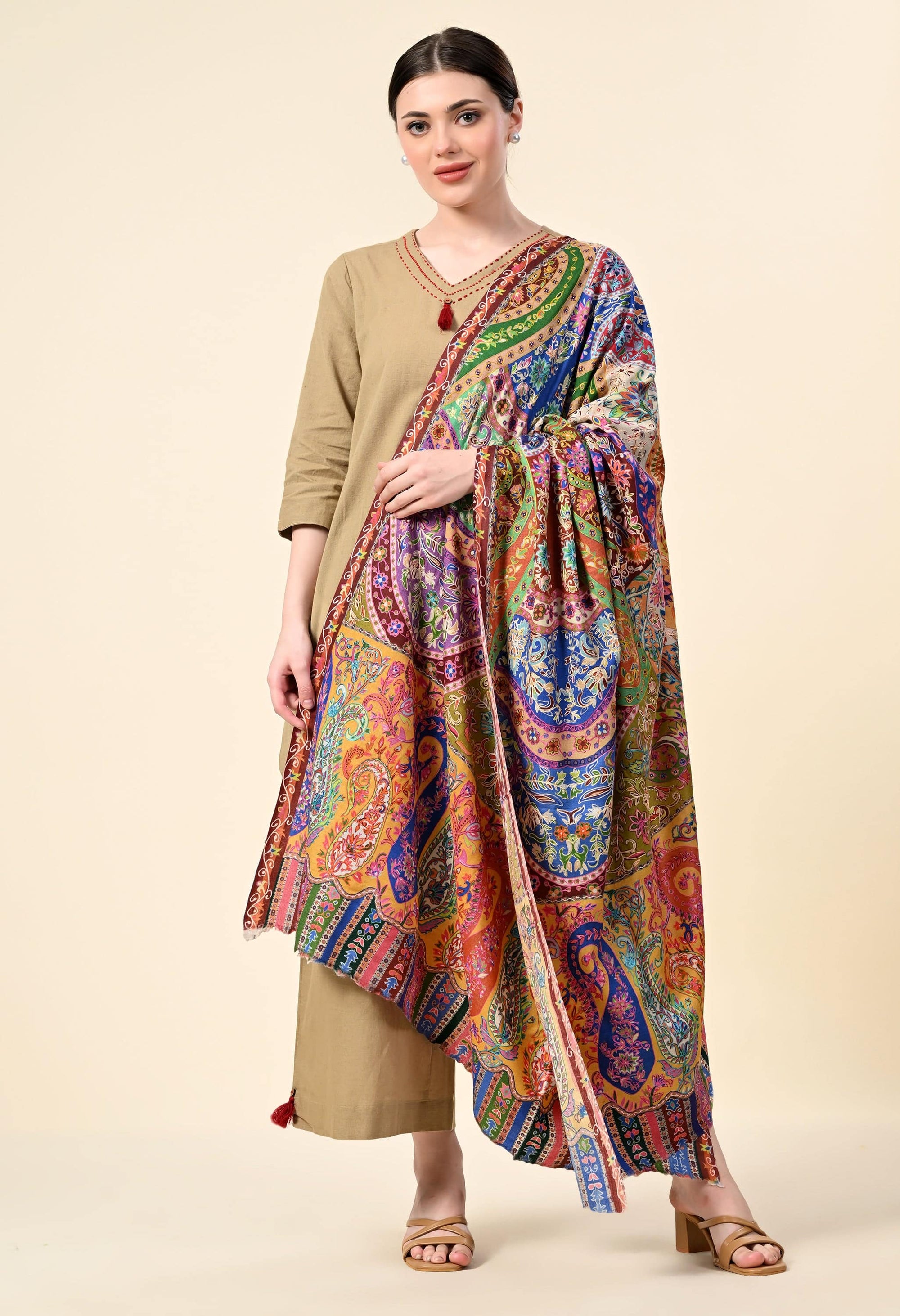 Kalamkari Premium Cashmere Stole - Giwwra