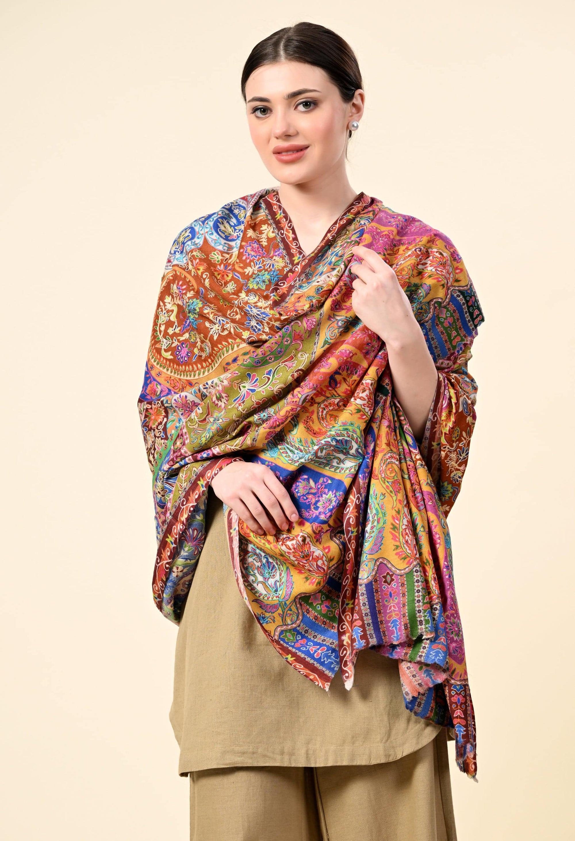 Kalamkari Premium Cashmere Stole - Giwwra