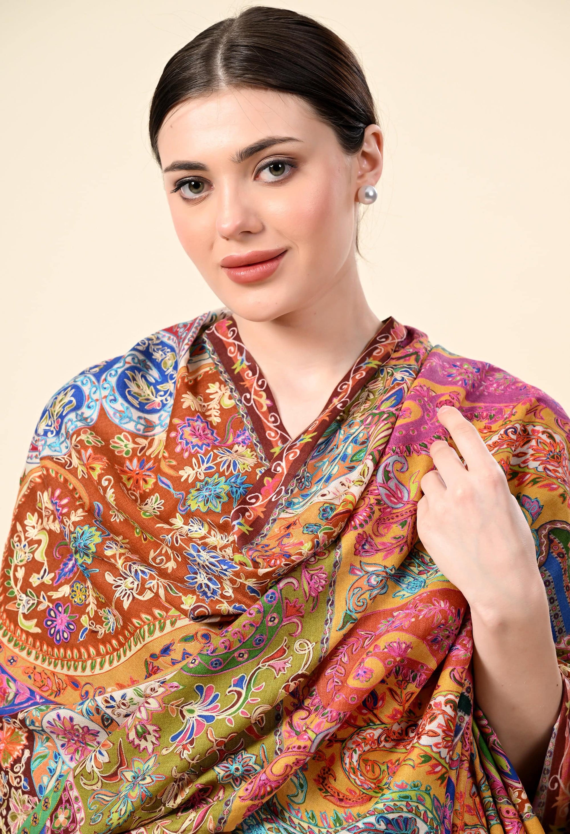 Kalamkari Premium Cashmere Stole - Giwwra