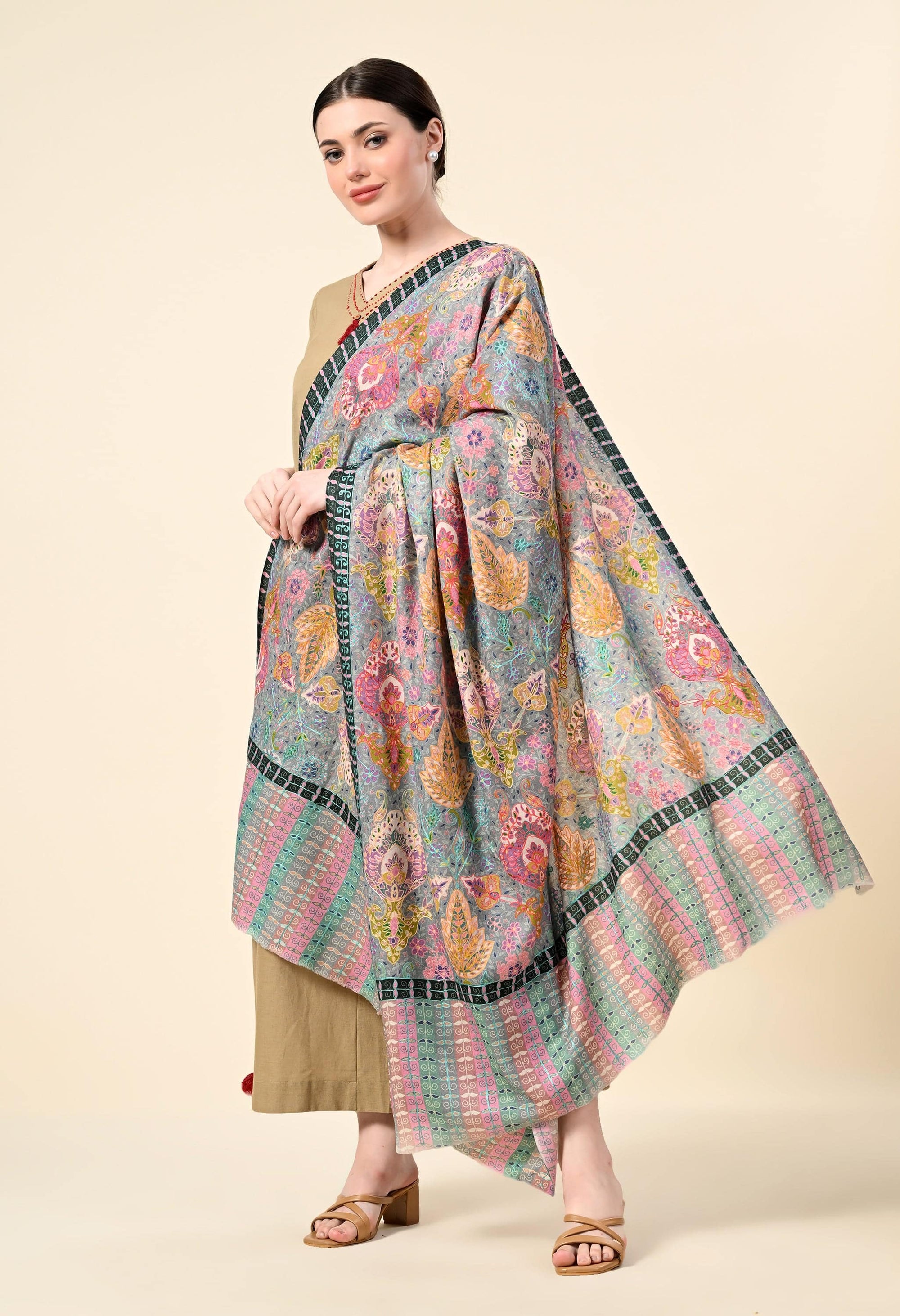 Kalamkari Premium Cashmere Stole - Giwwra