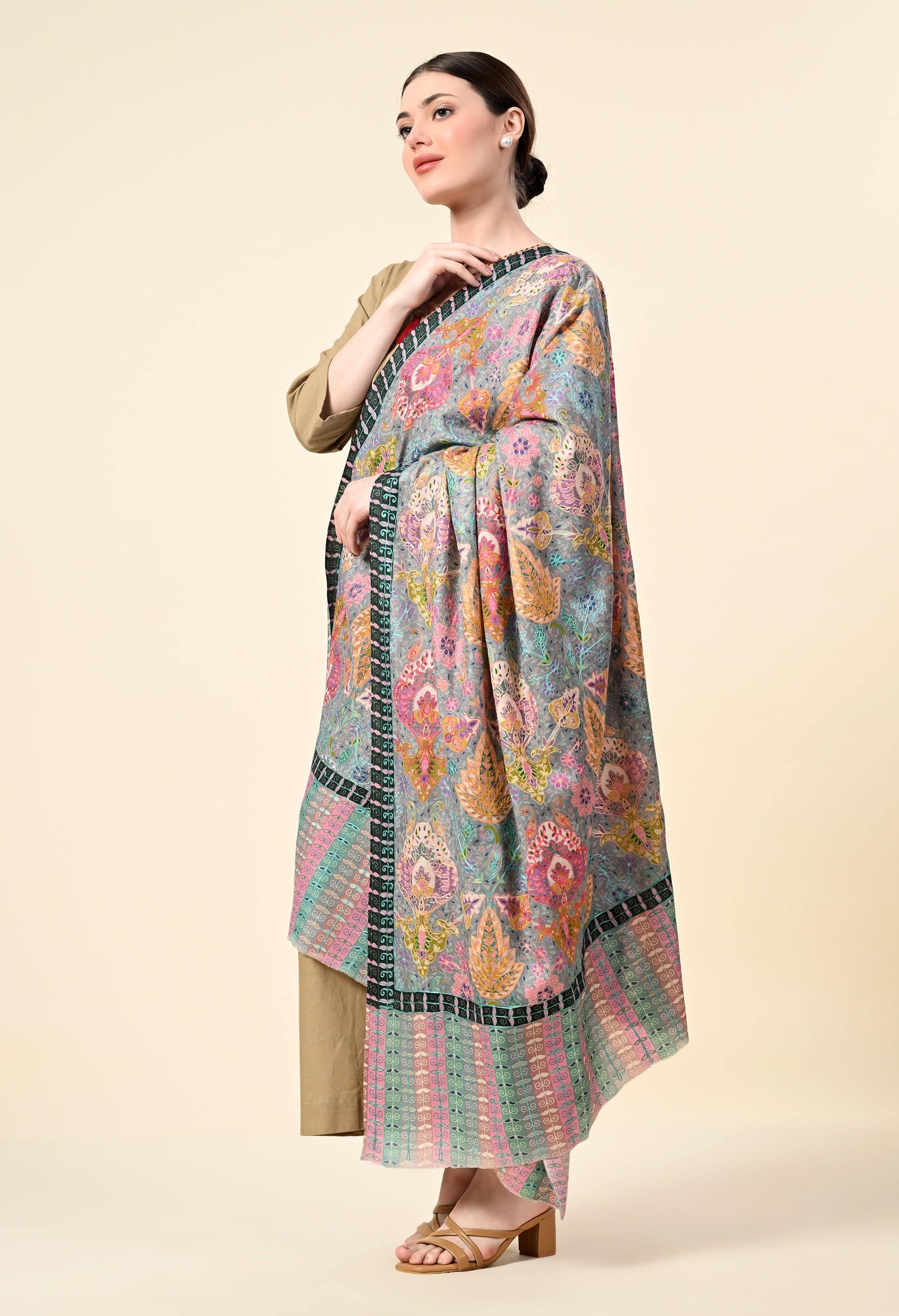 Kalamkari Premium Cashmere Stole - Giwwra