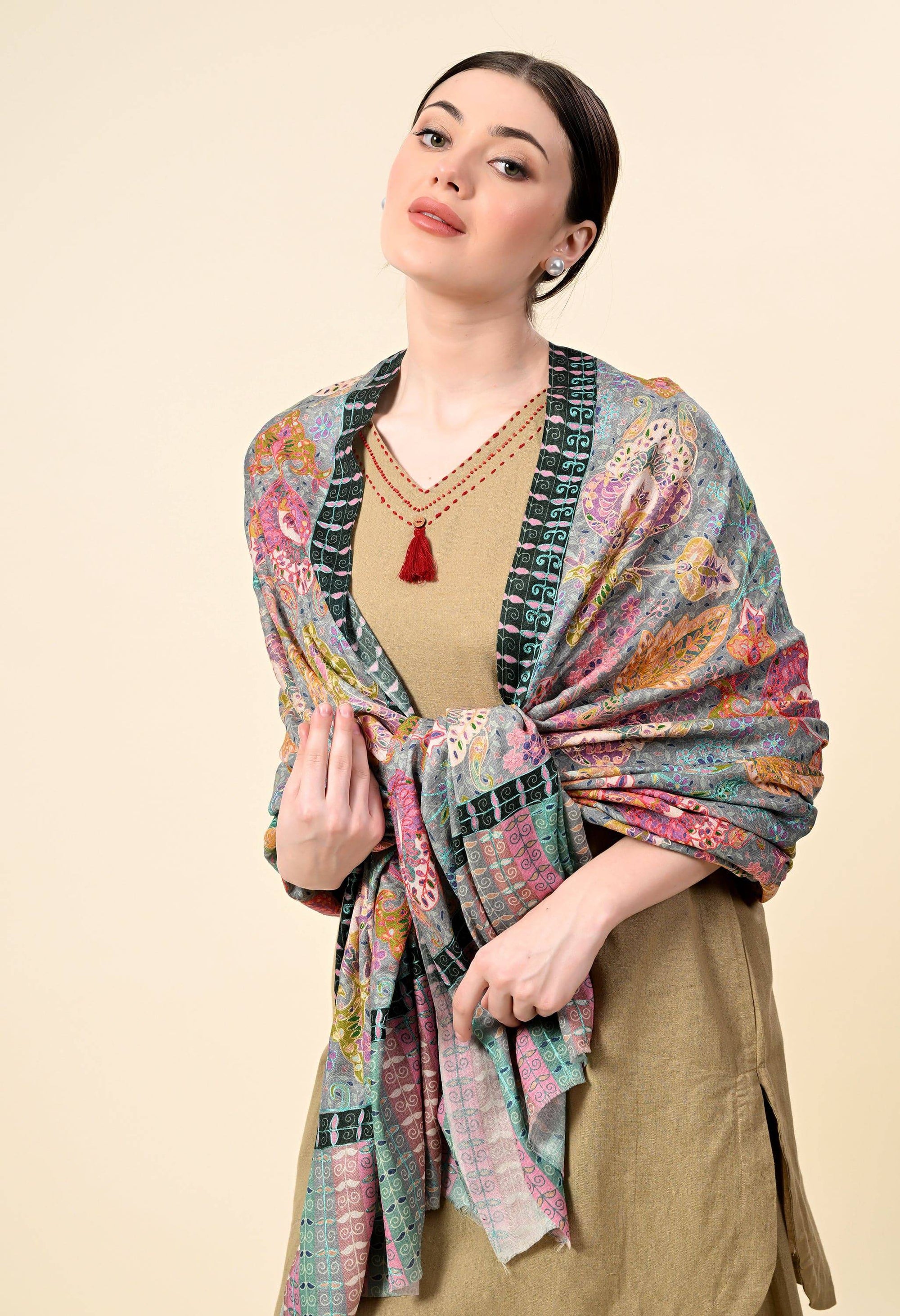 Kalamkari Premium Cashmere Stole - Giwwra